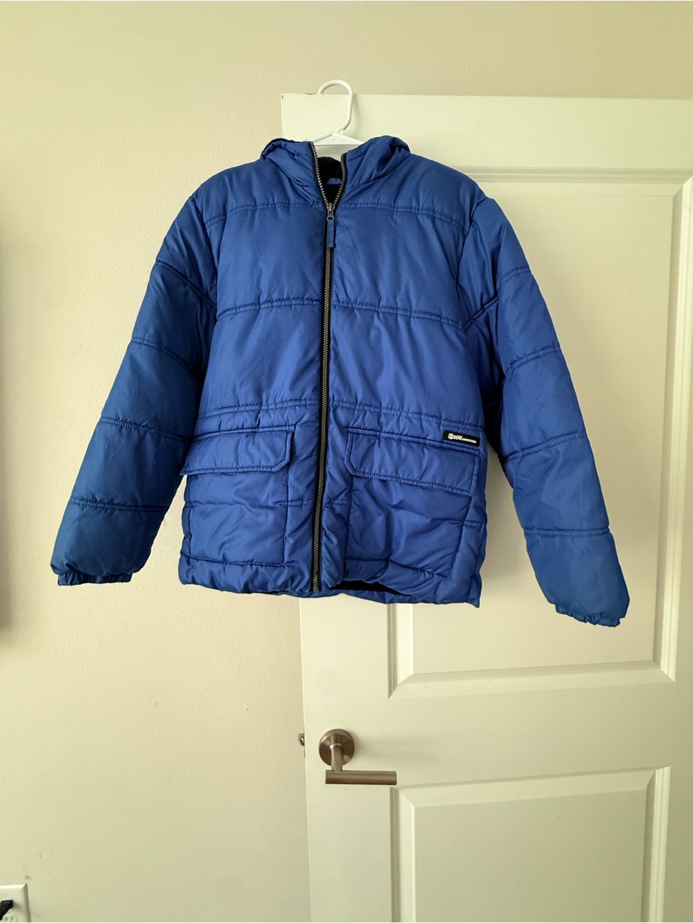 Boys' Blue Hooded Puffer Bomber Jacket